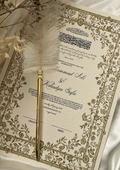 Certificat de mariage Meriam de Création Oriental avec texte en arabe et décor traditionnel marocain.