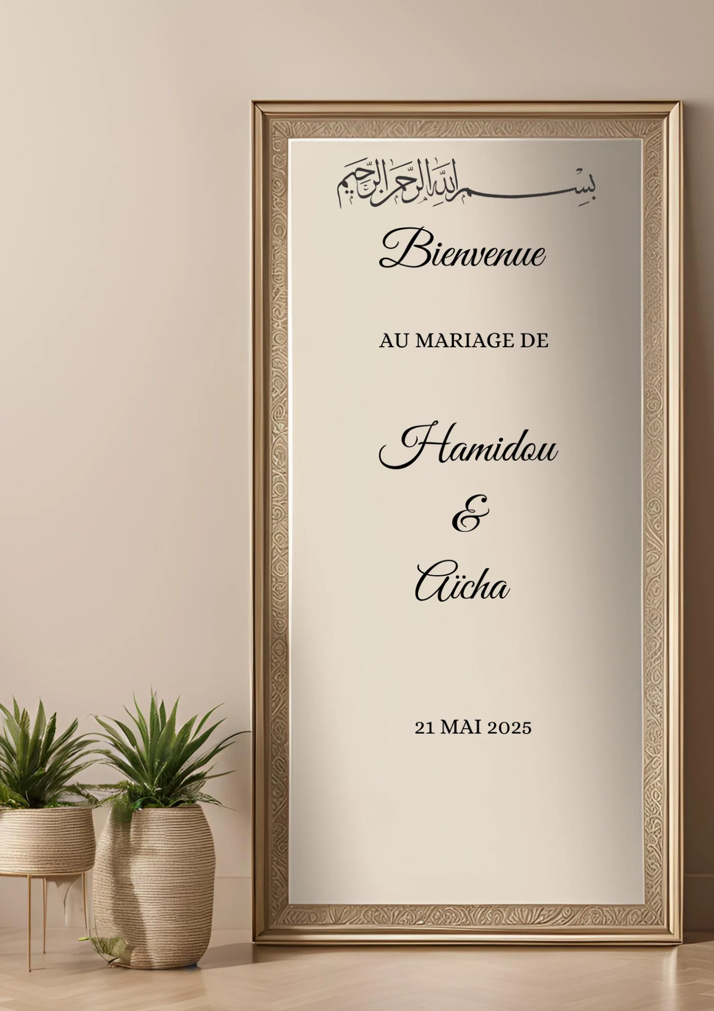 Autocollants panneaux de bienvenue miroir de Création Oriental, design élégant pour décoration d'entrée.