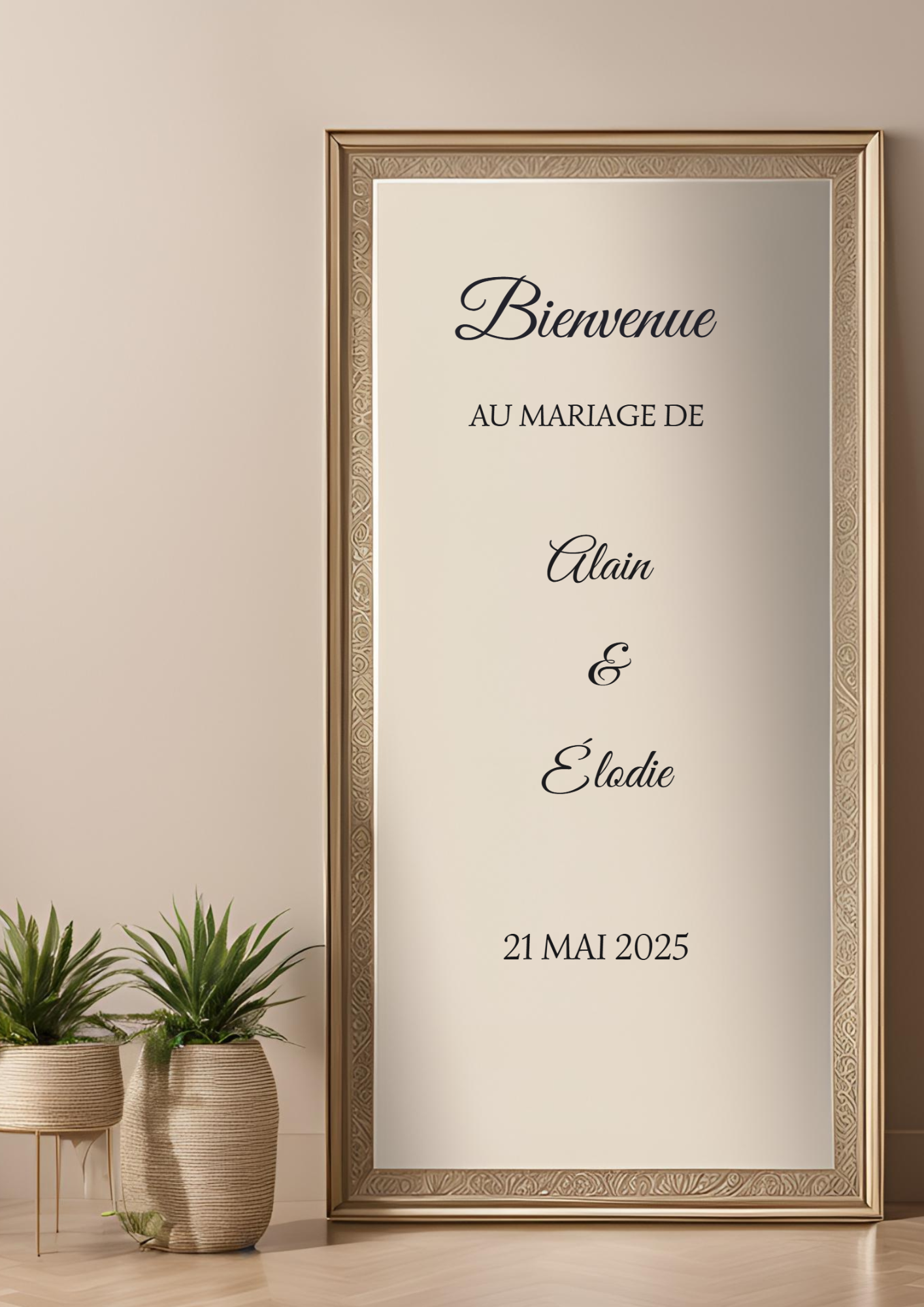 Autocollants panneau de bienvenue miroir de Création Oriental, design Marwa, illustration élégante pour décoration intérieure.